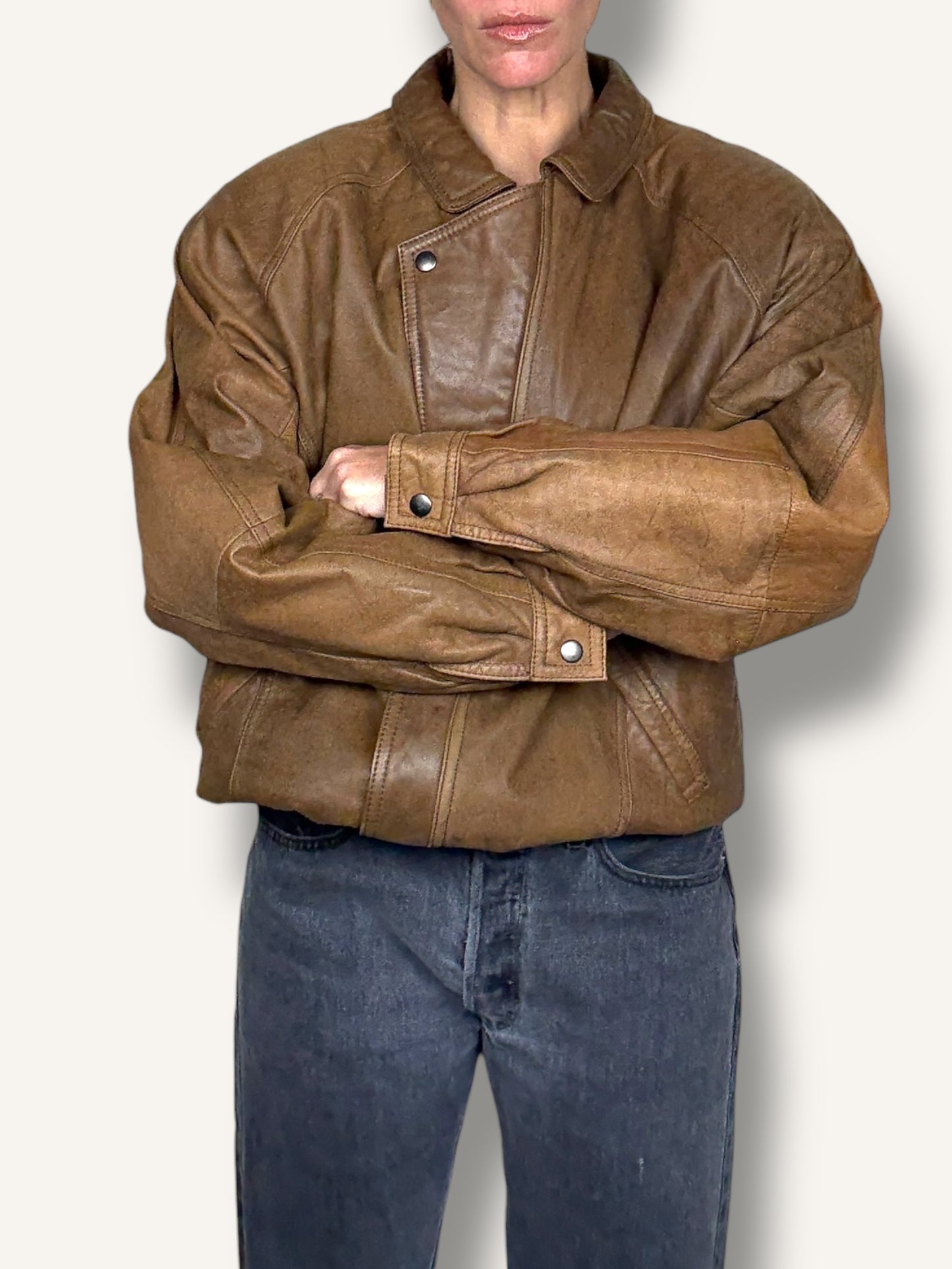 Caramel Leather Bomber