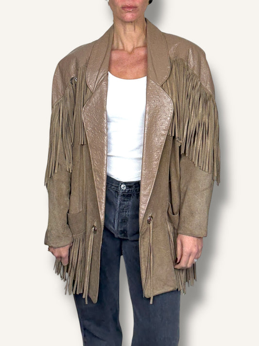 Fringe Beige Coat