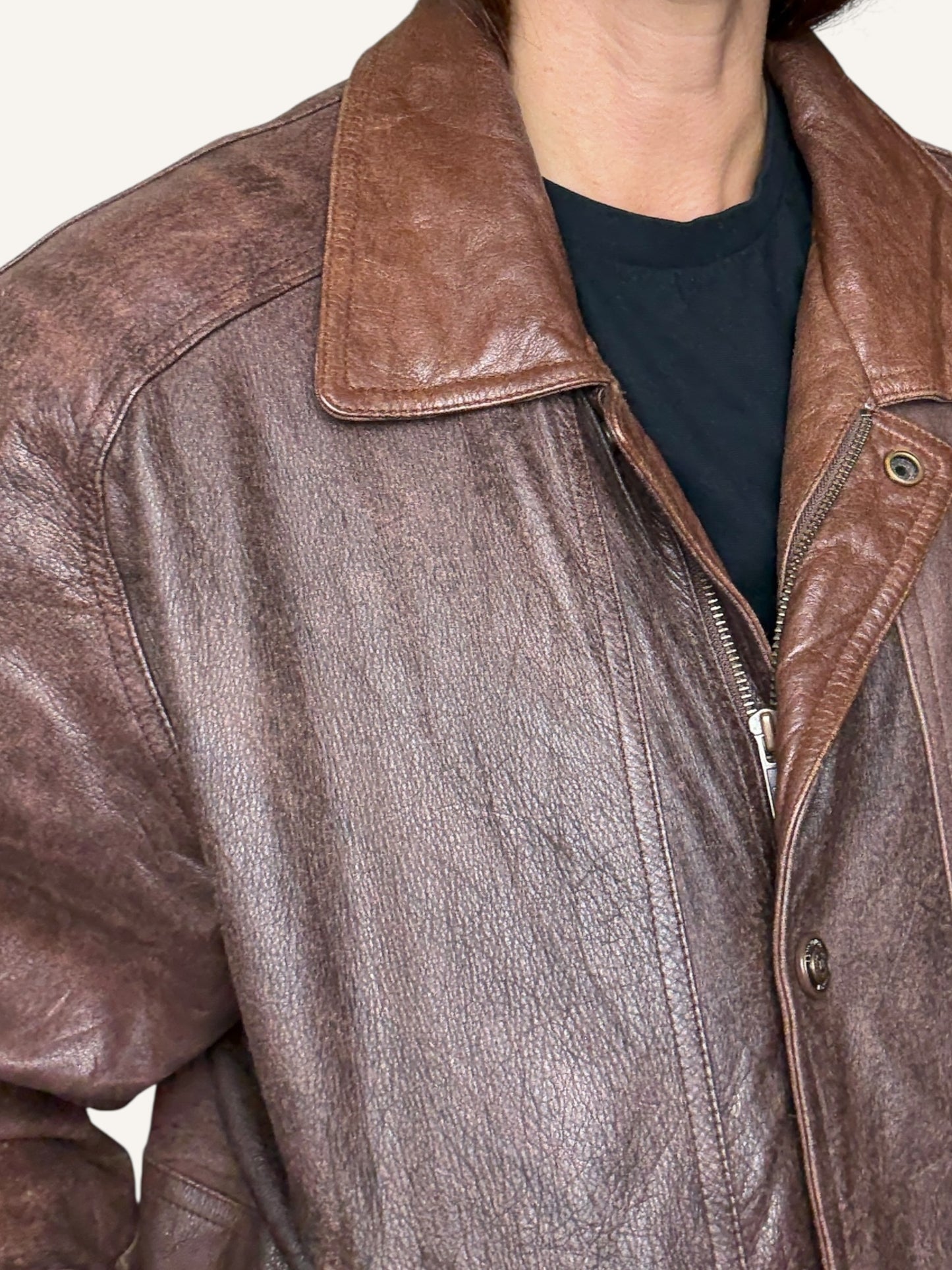 Leather Brown Bomber Jacket