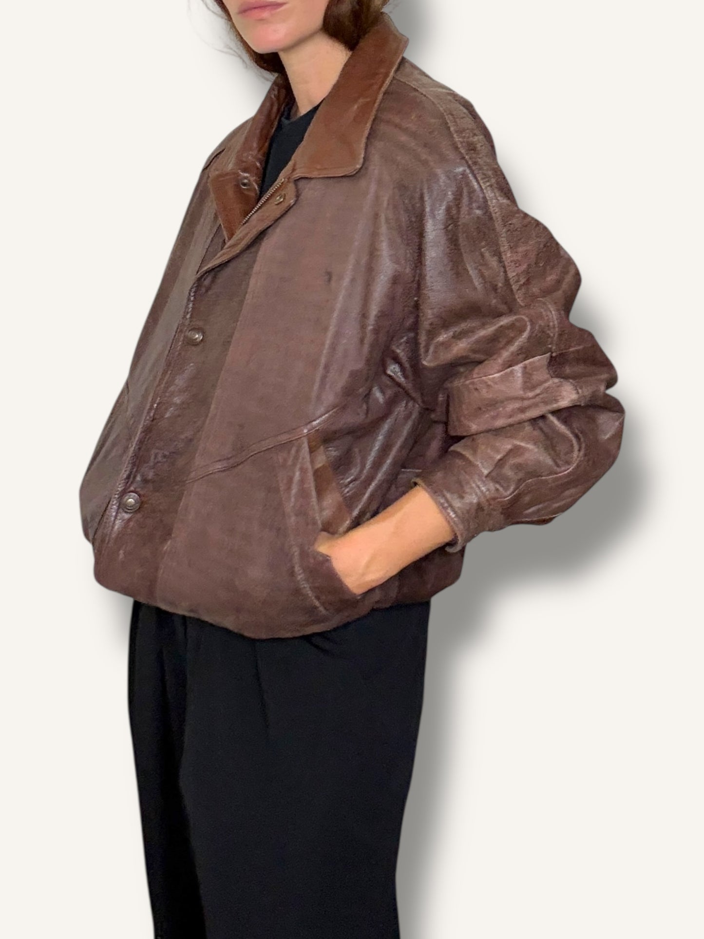 Leather Brown Bomber Jacket