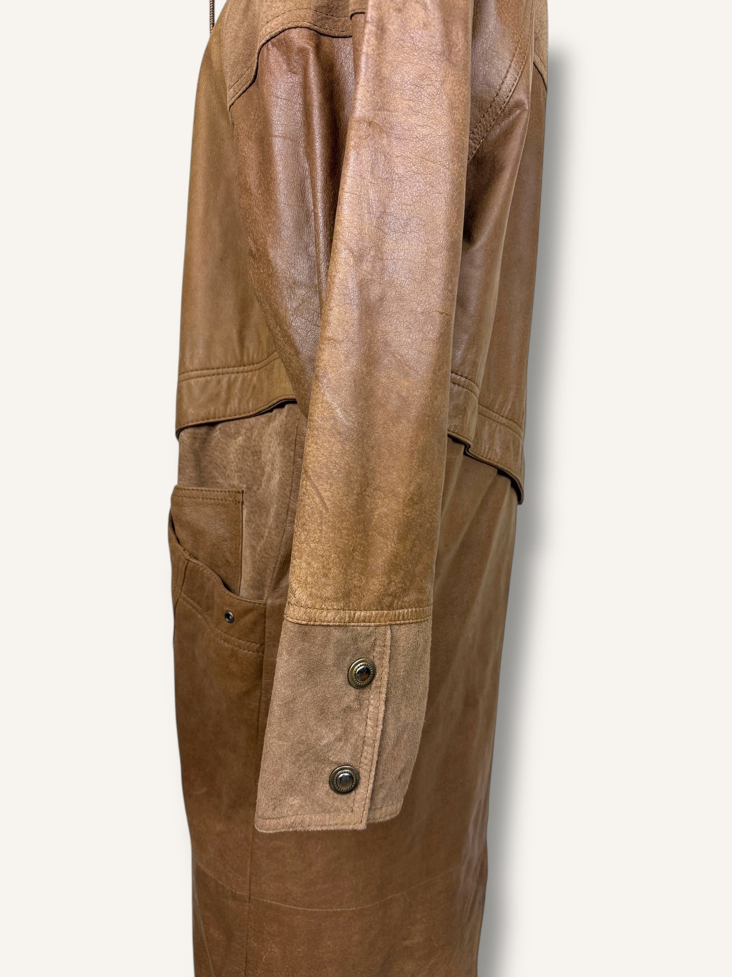 Caramel Suede and Leather Coat