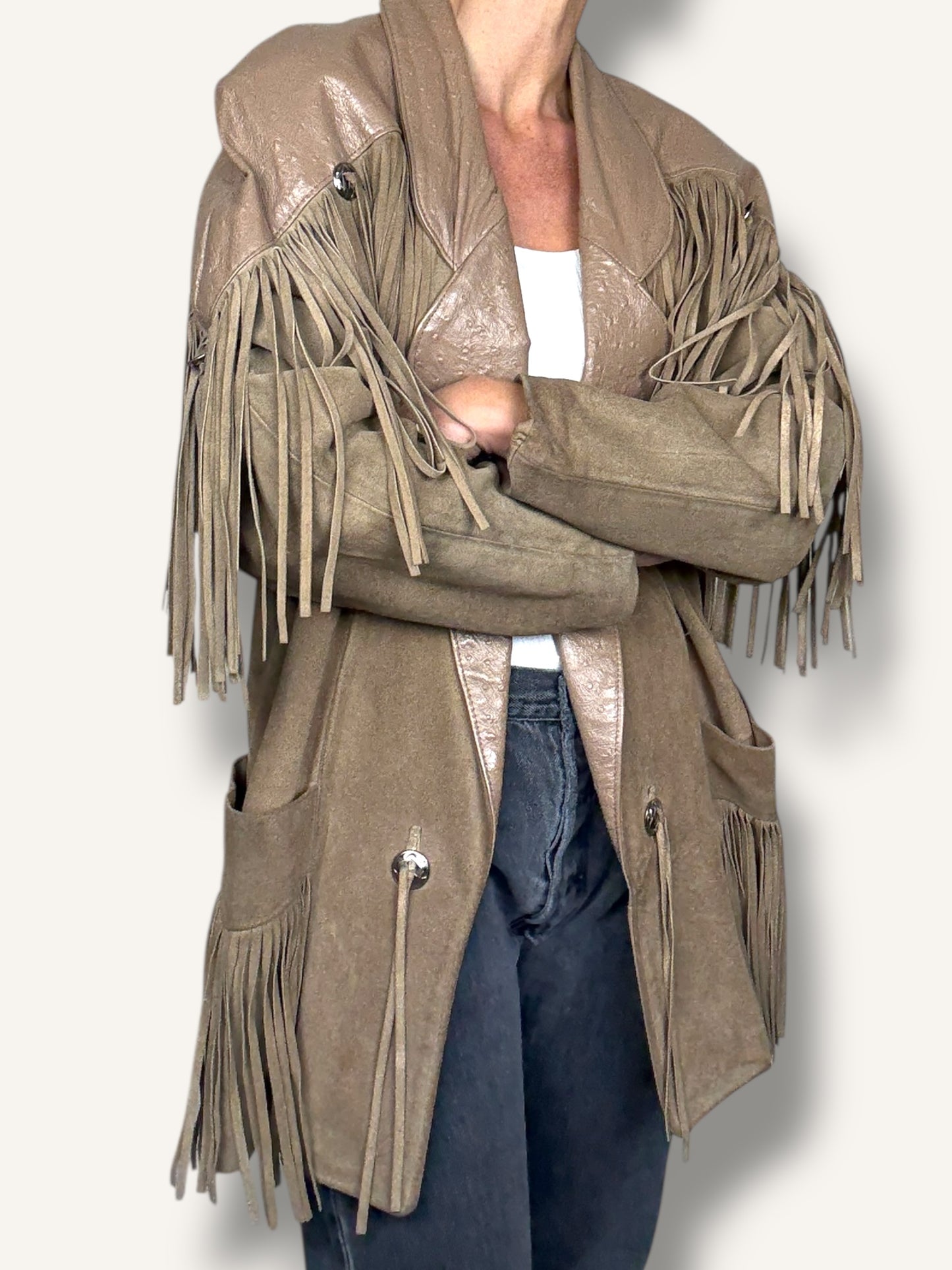 Fringe Beige Coat