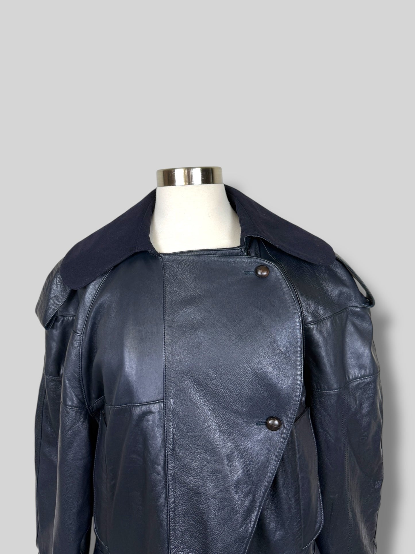 Navy Leather Jacket