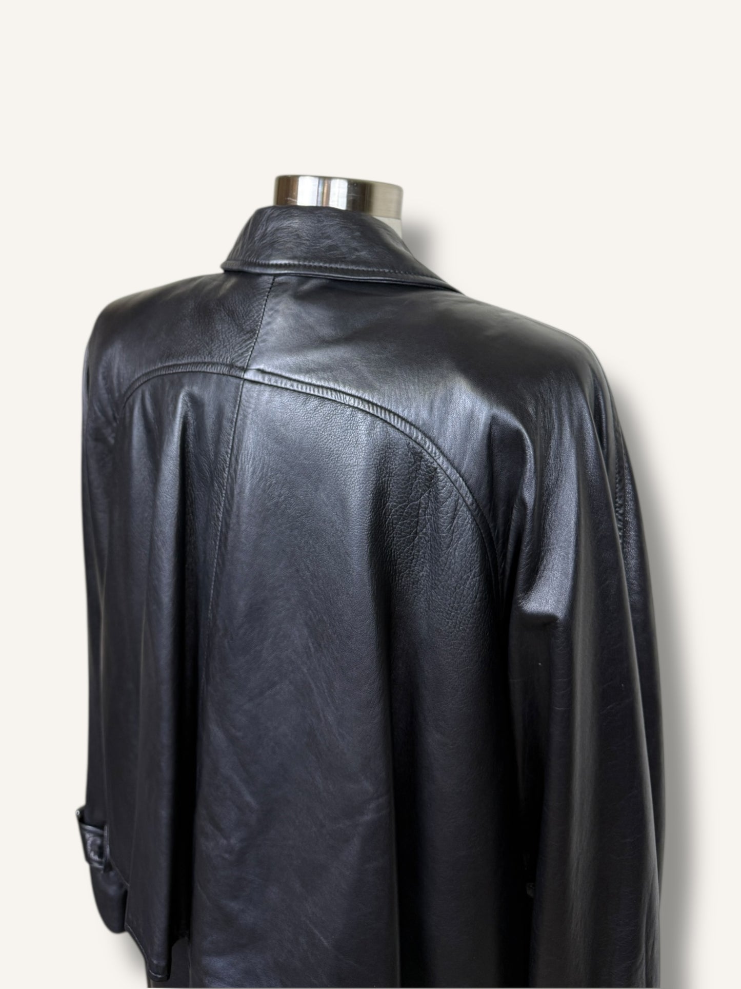 Layered Black Leather Coat