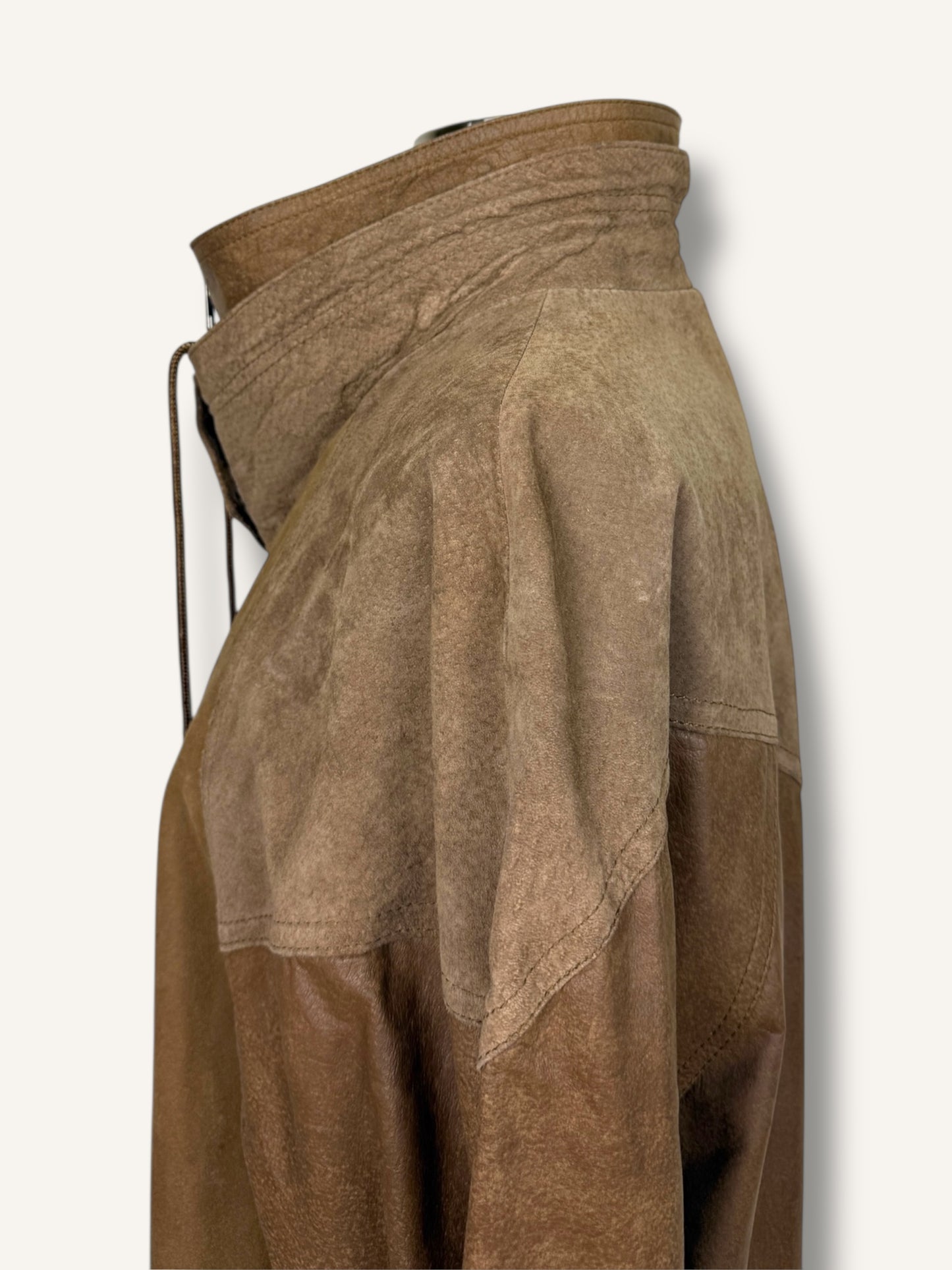 Caramel Suede and Leather Coat