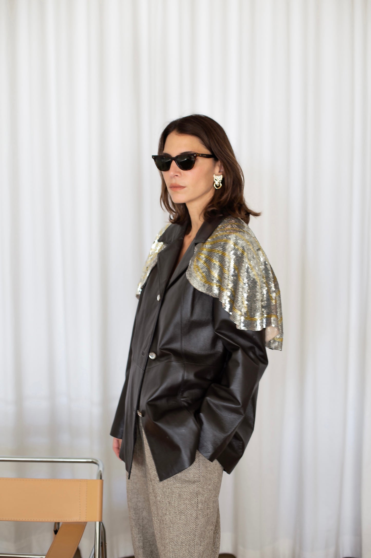 Vintage Leather blazer adorned by Jen Wonders