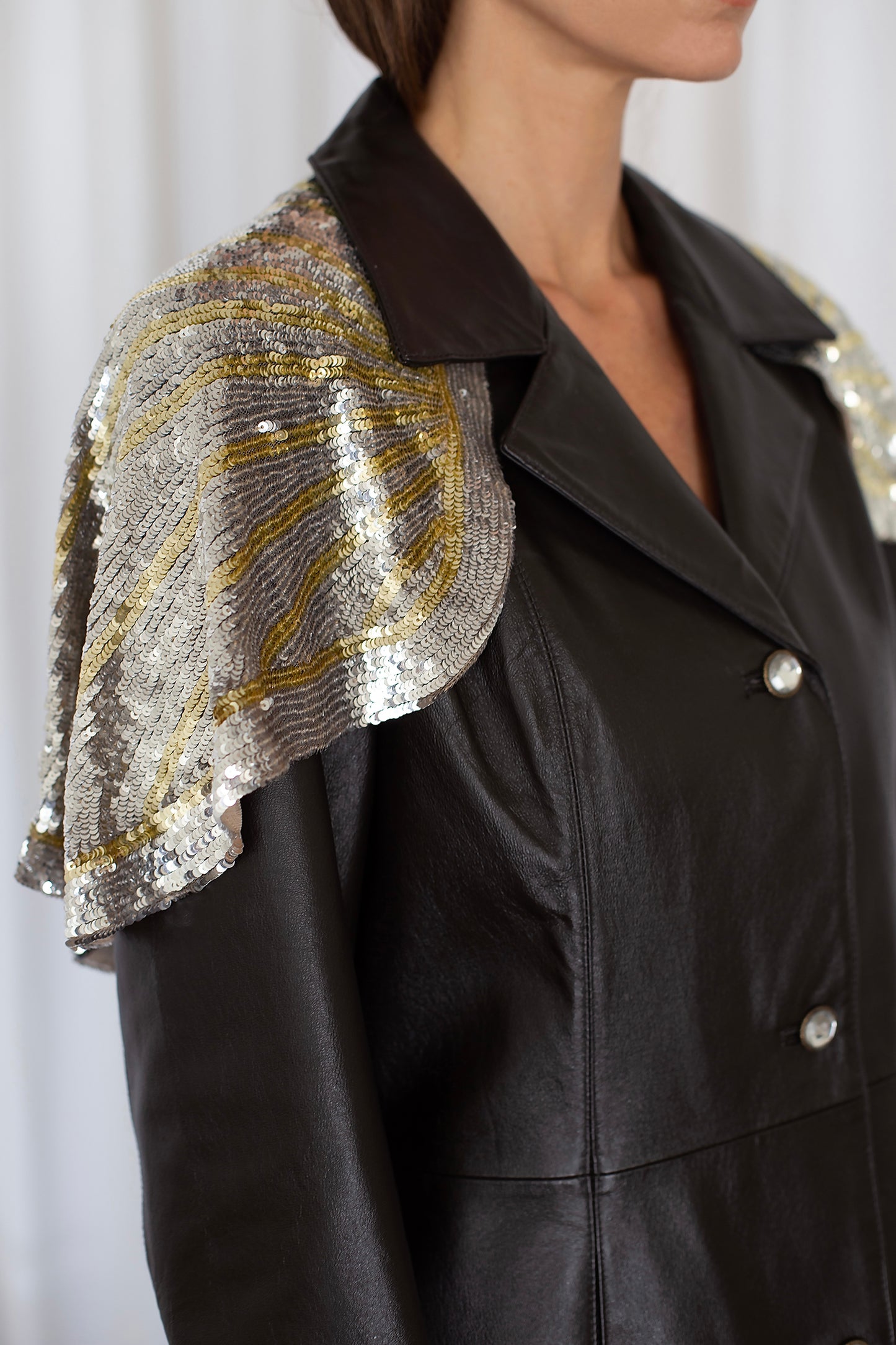 Vintage Leather blazer adorned by Jen Wonders