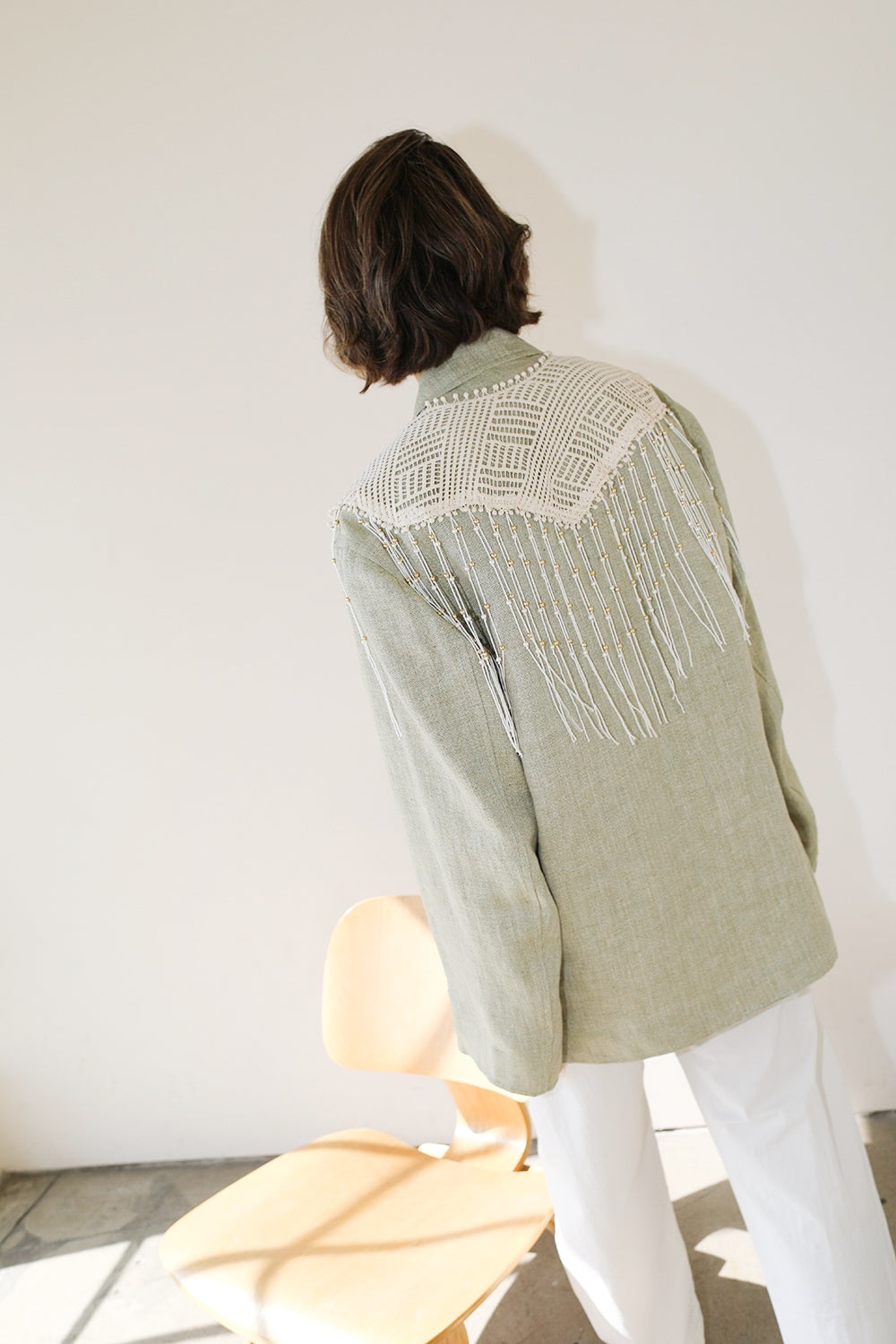 Vintage Linen Blazer adorned by Jen Wonders