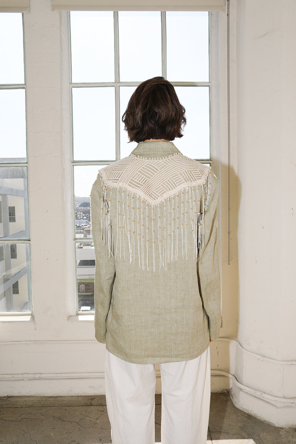 Vintage Linen Blazer adorned by Jen Wonders