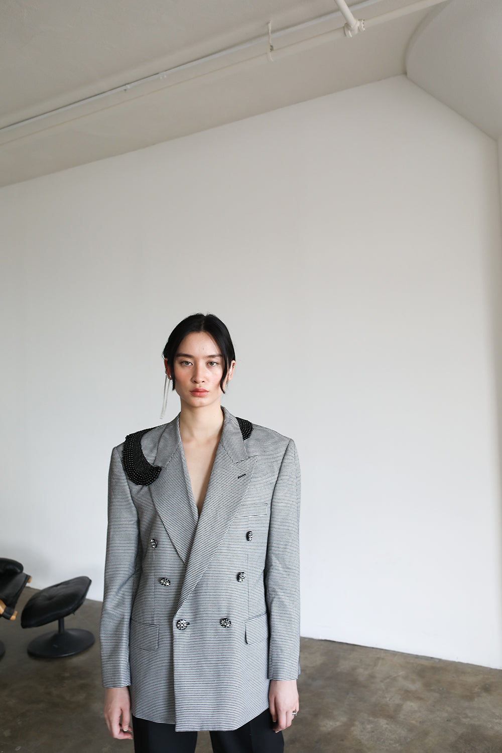 Vintage Houndstooth Blazer adorned by Jen Wonders