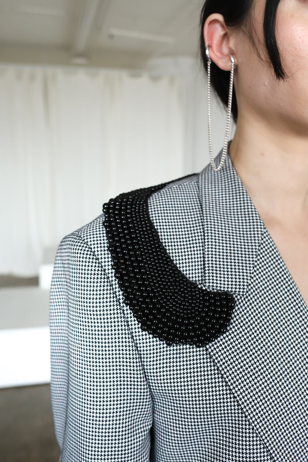 Vintage Houndstooth Blazer adorned by Jen Wonders