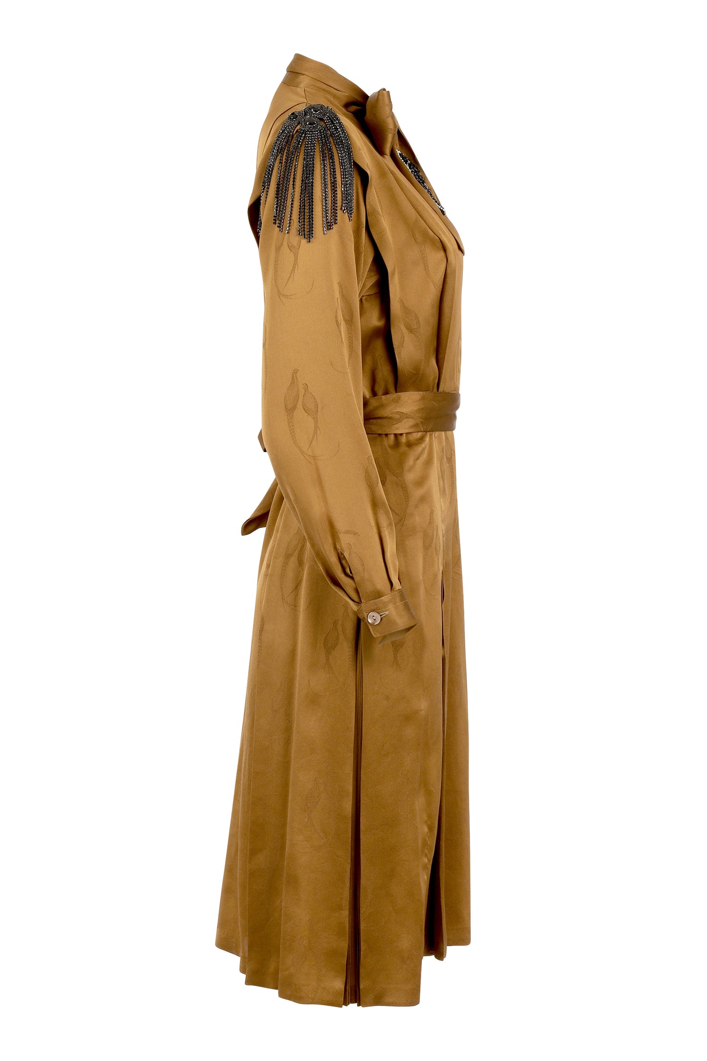 Vintage Pleated Silk Gucci dress adorned by Jen Wonders