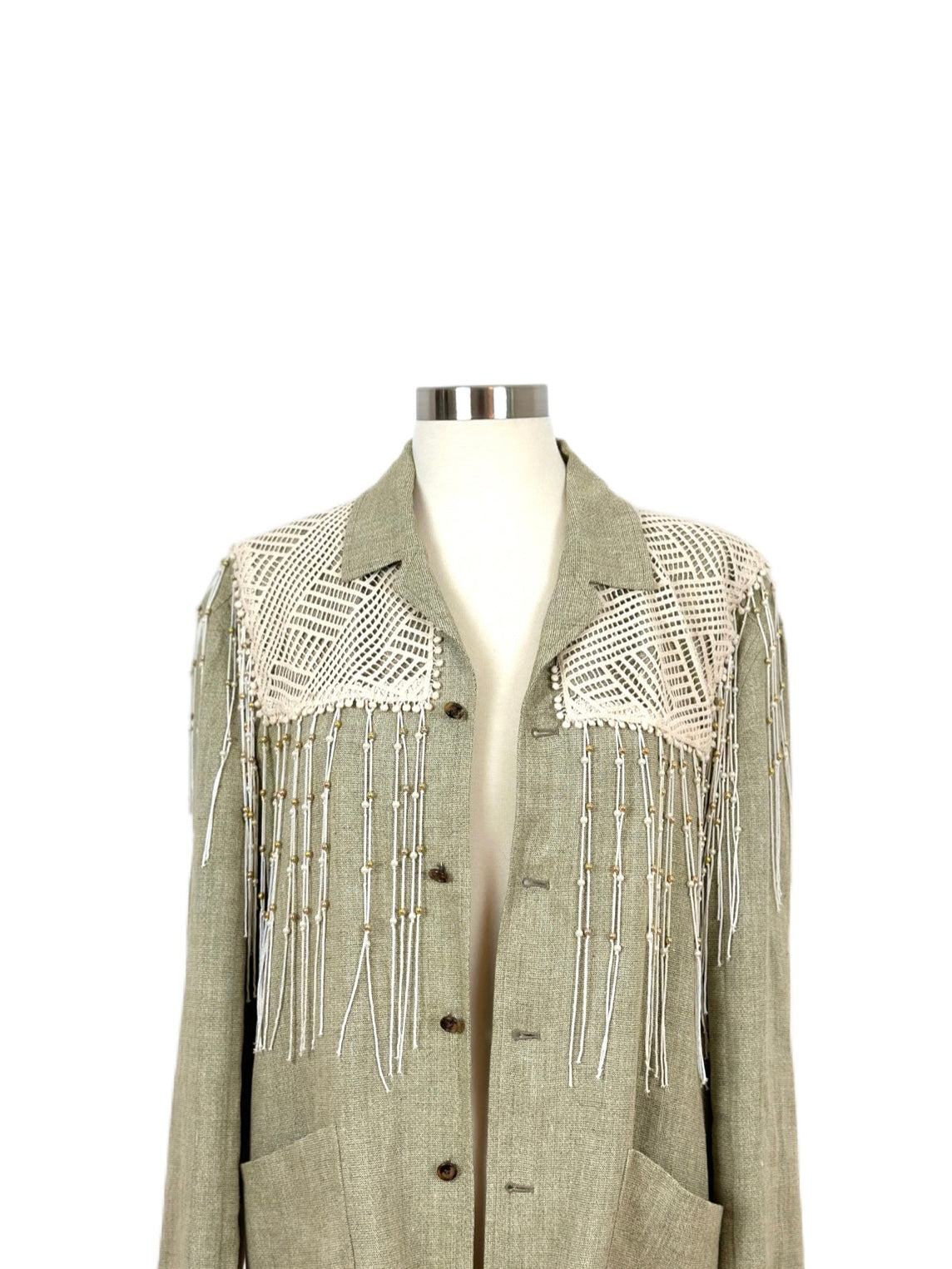 Vintage Linen Blazer adorned by Jen Wonders