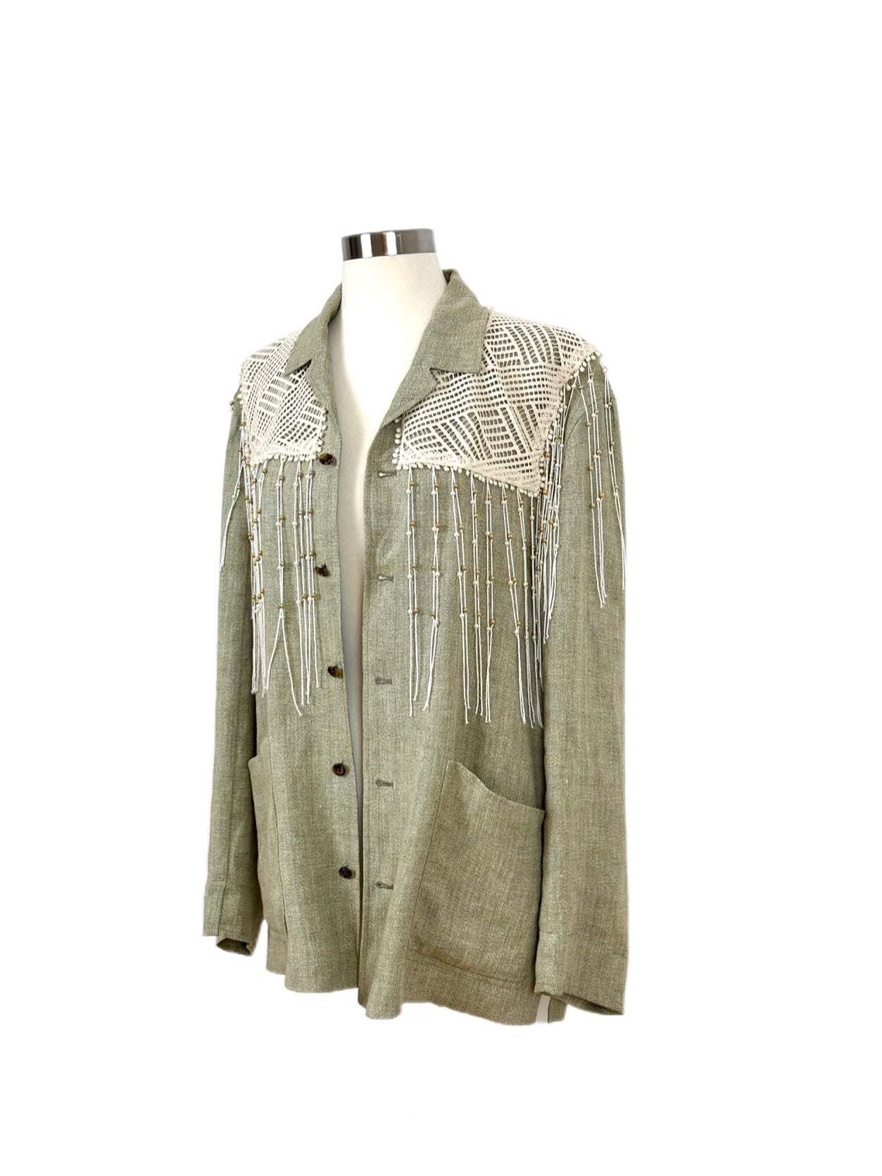 Vintage Linen Blazer adorned by Jen Wonders