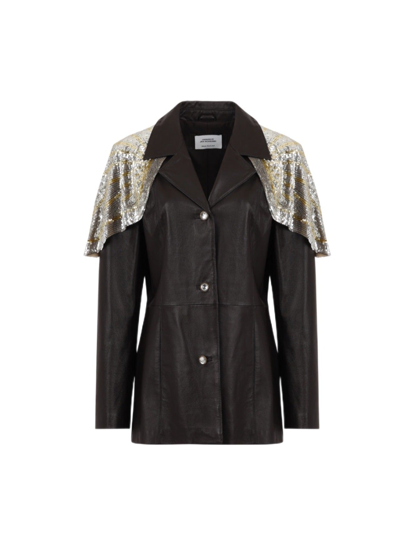 Vintage Leather blazer adorned by Jen Wonders