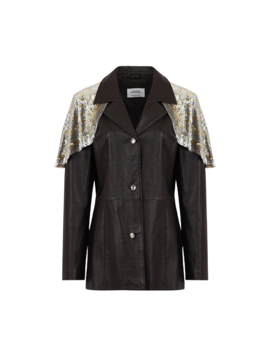 Vintage Leather blazer adorned by Jen Wonders